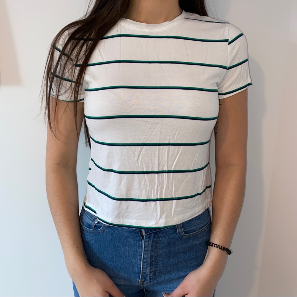 Cropped stripped tee NWOT